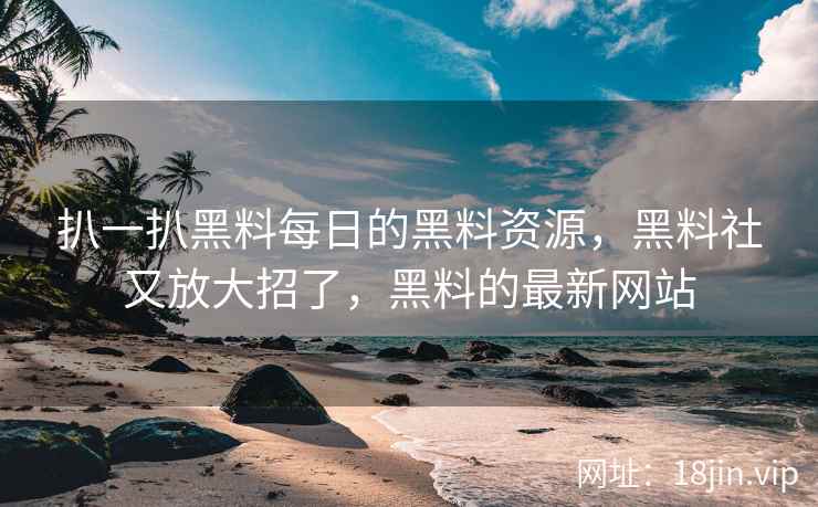 扒一扒黑料每日的黑料资源，黑料社又放大招了，黑料的最新网站