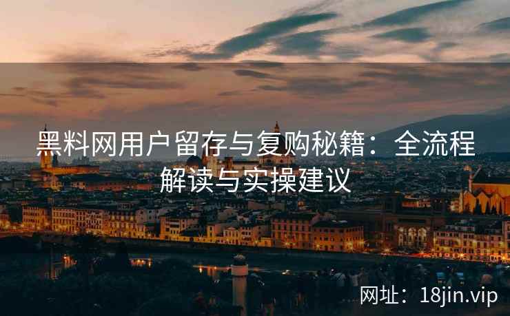 黑料网用户留存与复购秘籍：全流程解读与实操建议